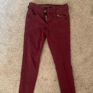 American Eagle Maroon Low Rise Jeans